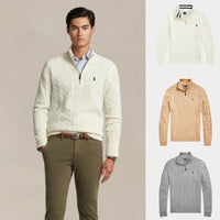 ACHETEZ 1, RECEVEZ 3 – ENSEMBLE HIVER CÂBLE TRICOT COTON ZIP - BLANC • BEIGE • GRIS / S