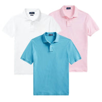 ACHETEZ 1, RECEVEZ 3 – ENSEMBLE DE POLOS EN COTON PIQUÉ - BLANC • ROSE • BLEU / S