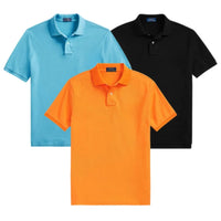 ACHETEZ 1, RECEVEZ 3 – ENSEMBLE DE POLOS EN COTON PIQUÉ - BLEU • ORANGE • NOIR / S