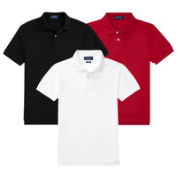 ACHETEZ 1, RECEVEZ 3 – ENSEMBLE DE POLOS EN COTON PIQUÉ - NOIR • BLANC • ROUGE / S