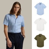 ACHETEZ 1, RECEVEZ 3 — CHEMISES EN LIN À MANCHES COURTES - Bleu Classique • Blanc Céramique • Vert Olive / S